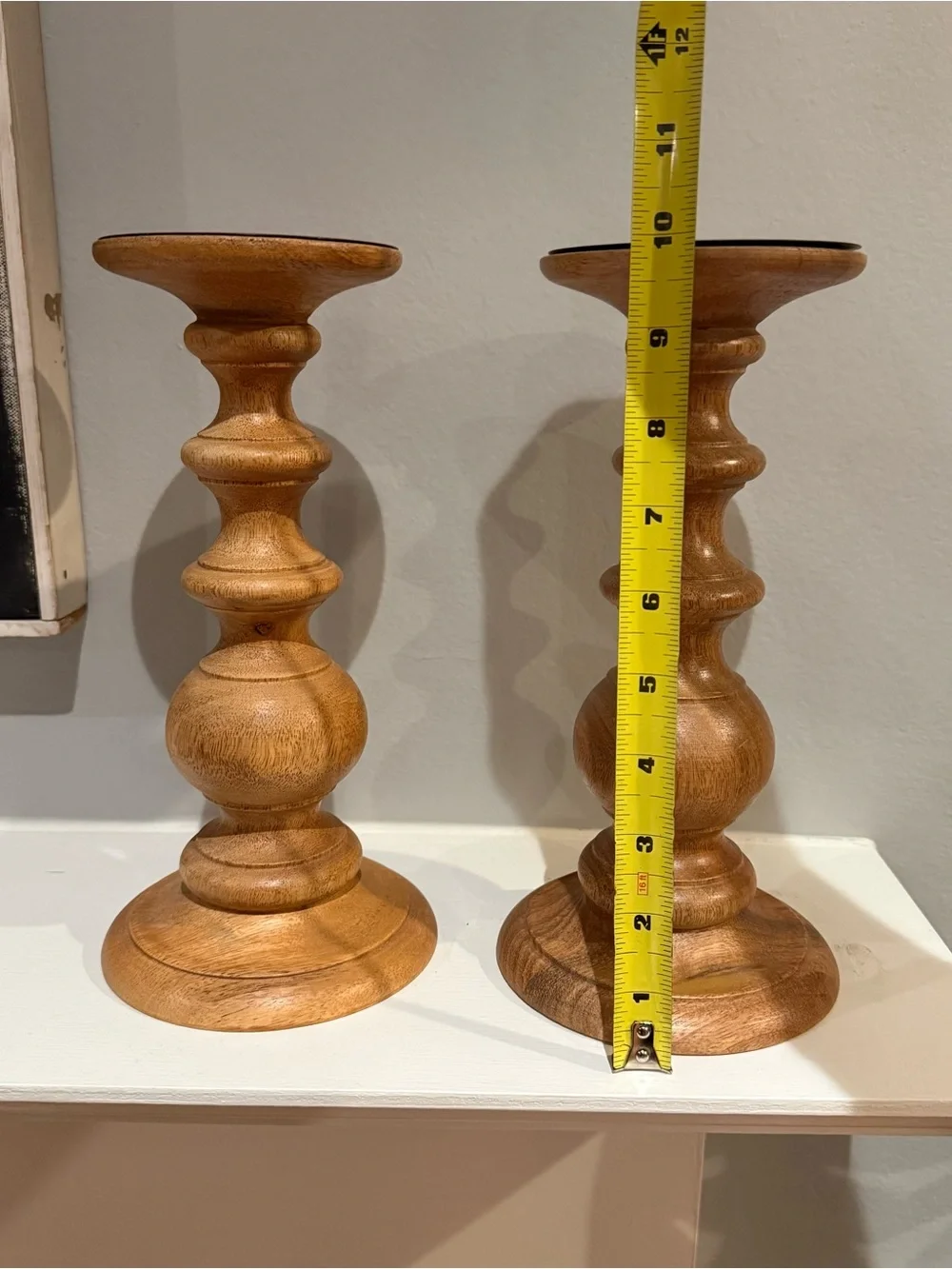 Ashland Wooden Turned Candlestick Pair - Light Brown